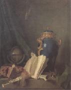 Henri-Horace Roland de La Porte Still Life with a Vase of Lapis a Globe and Bagpipes (san 05) France oil painting reproduction
